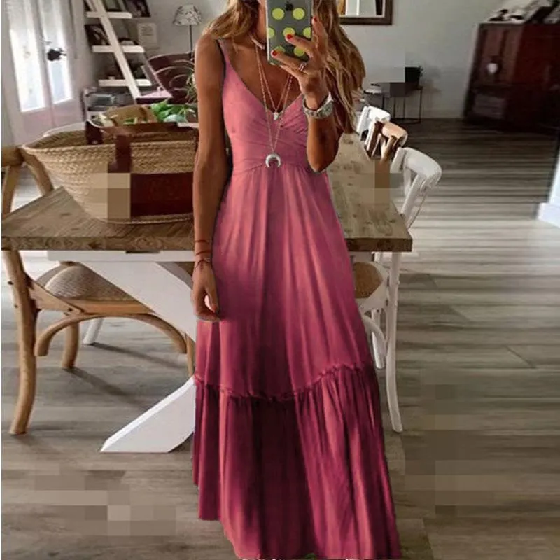 Loose V-neck Gradient Camisole Dress