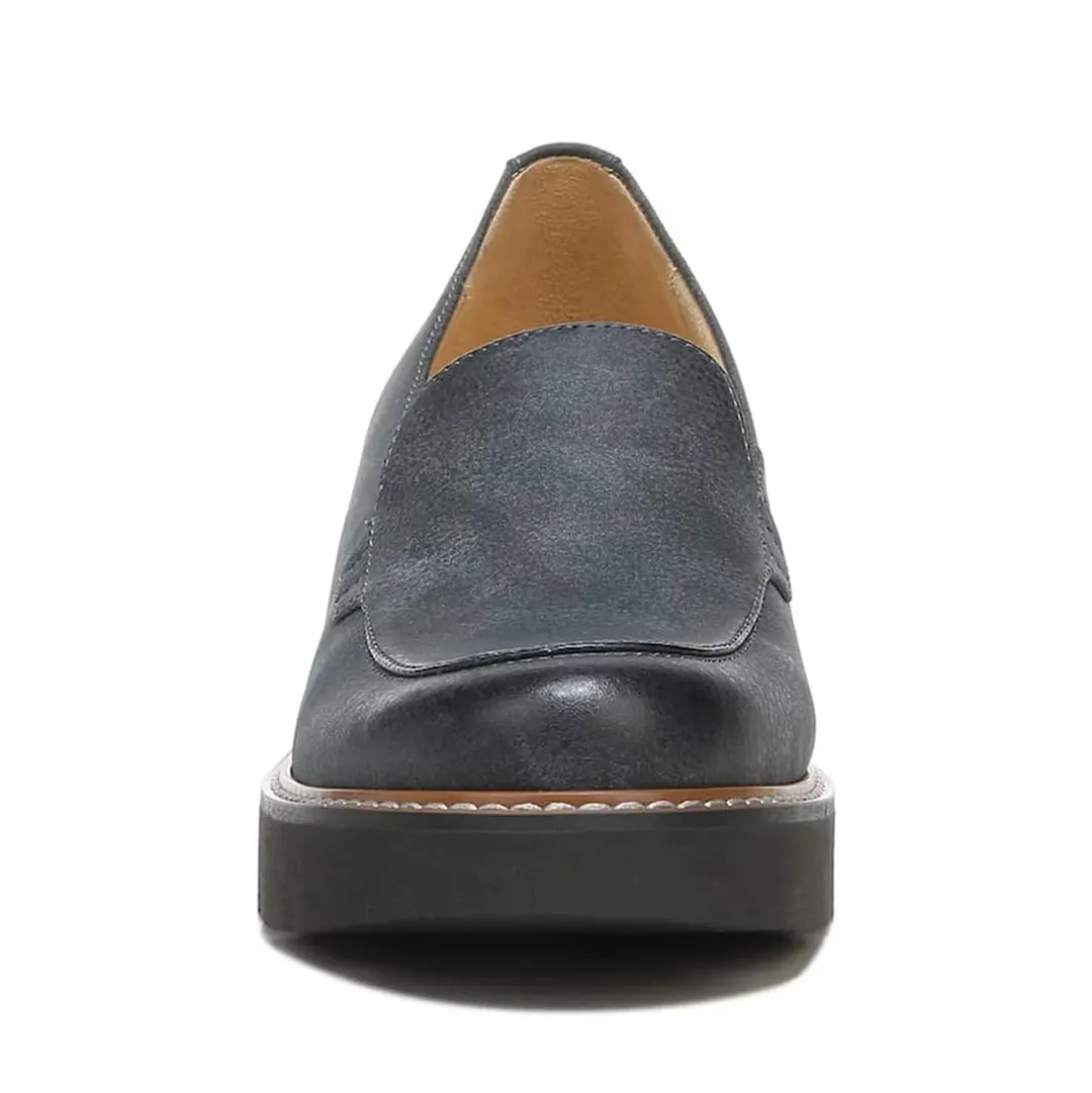 Simple Dark Grey Chunky Heel Round Toe Platform Loafers Women