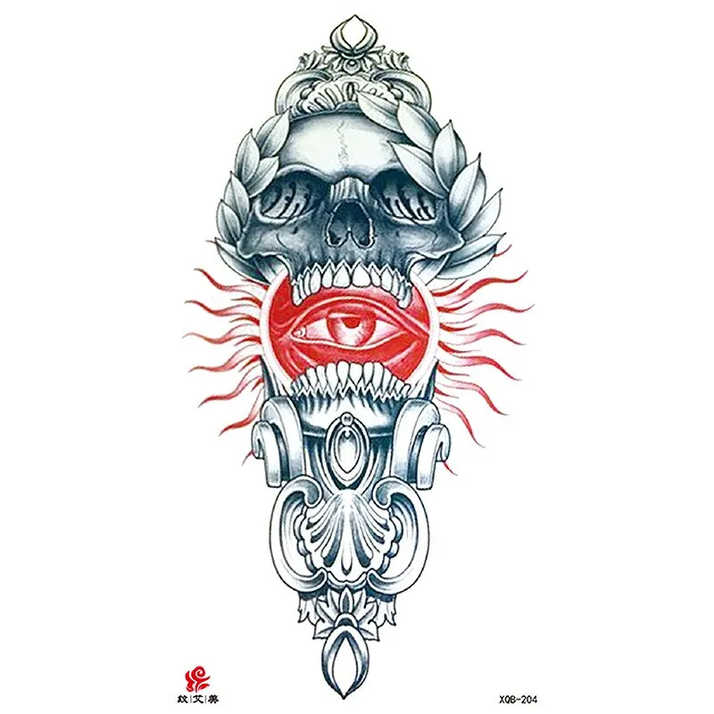 Sdrawing Temporary Tattoo Sticker Flash Tattoos Skull Snake Wolf Blue Pink Rose Flowers Body Art Arm Fake Sleeve Tatoo Women