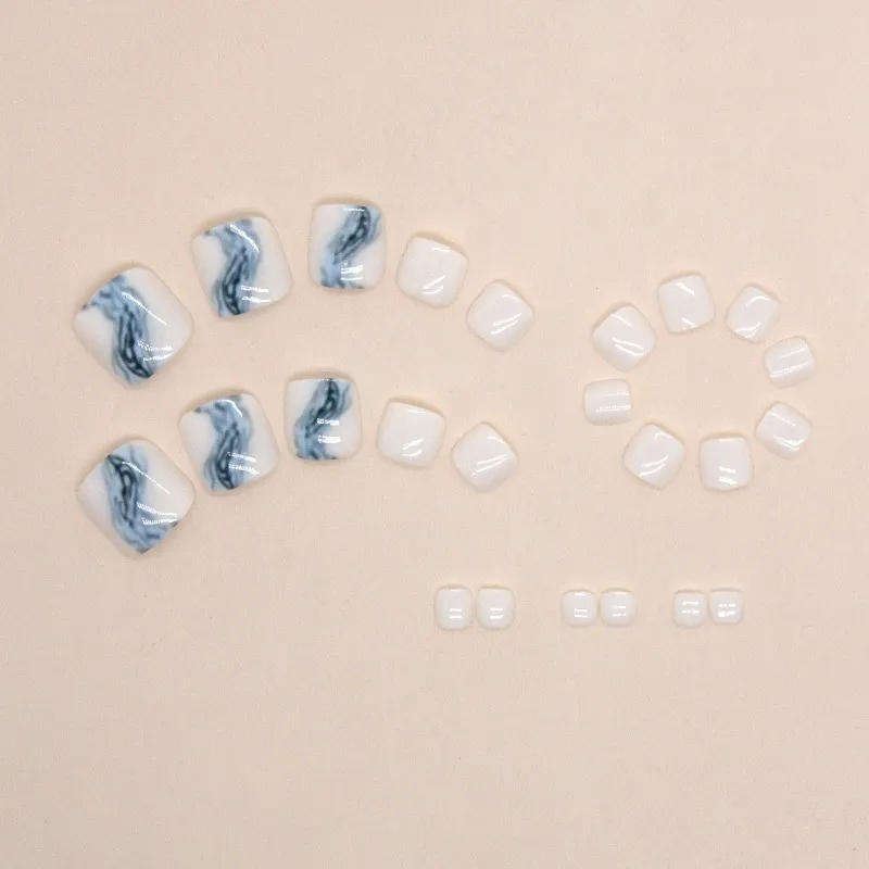 Churchf Churchf And White Fresh Feet Summer Cool River Dye Blue Nail Wear Nail Removable Nail Piece