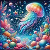 Diamond Painting -DIY Round Drill Jellyfish(40x40cm)