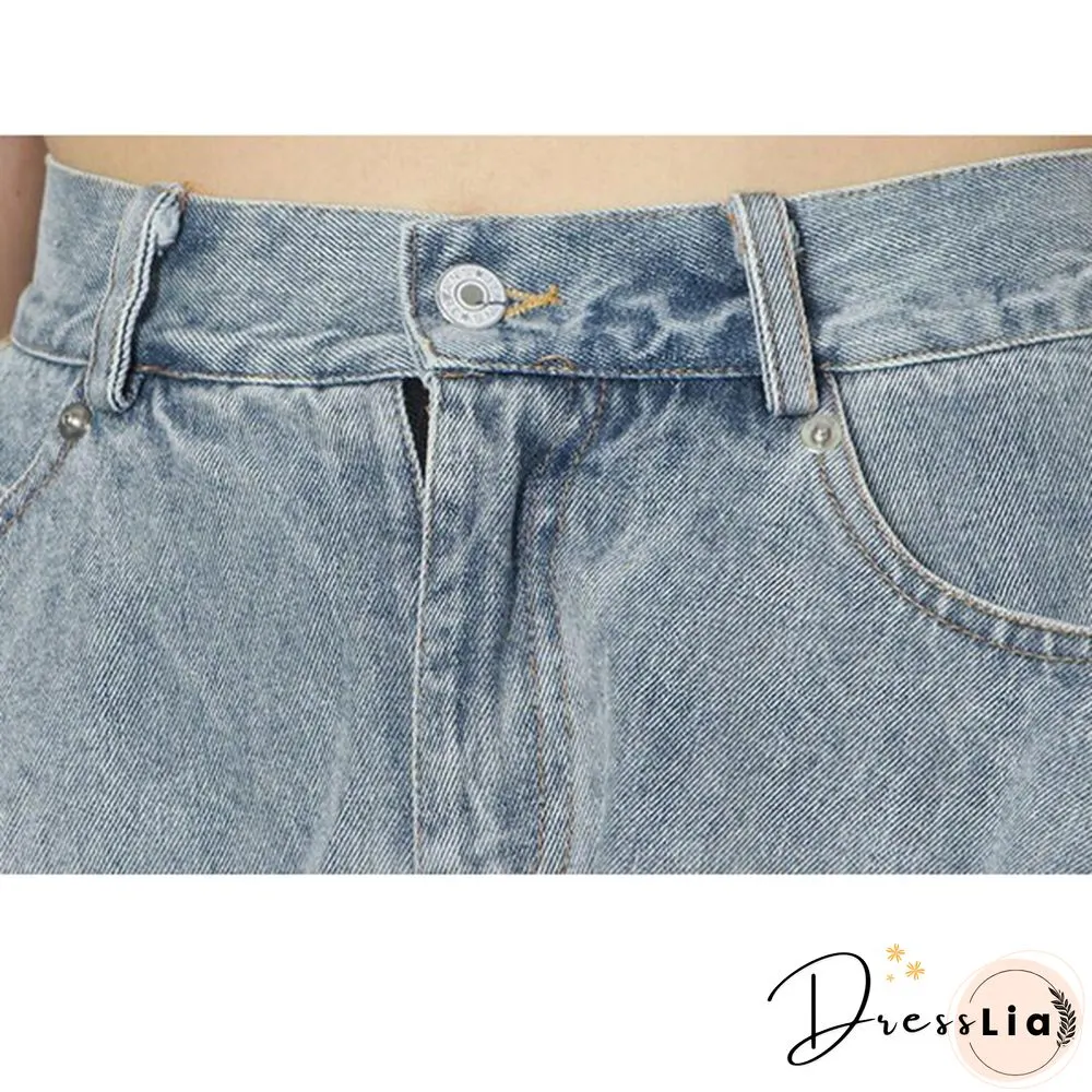 New Fashion Summer Autumn Sexy Lace-up Mid Waist Pockets Zipper Loose Mini Denim Shorts Women Plus SizexXXL