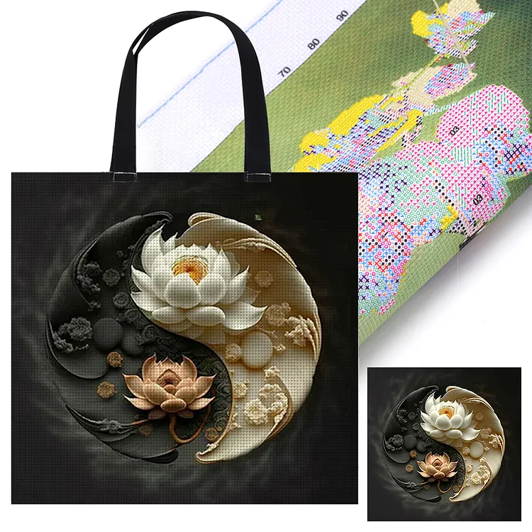 Canvas Tote Bag Embroidery Kit Color Threads and Tool Funny Hand Needlepoint Kit gbfke