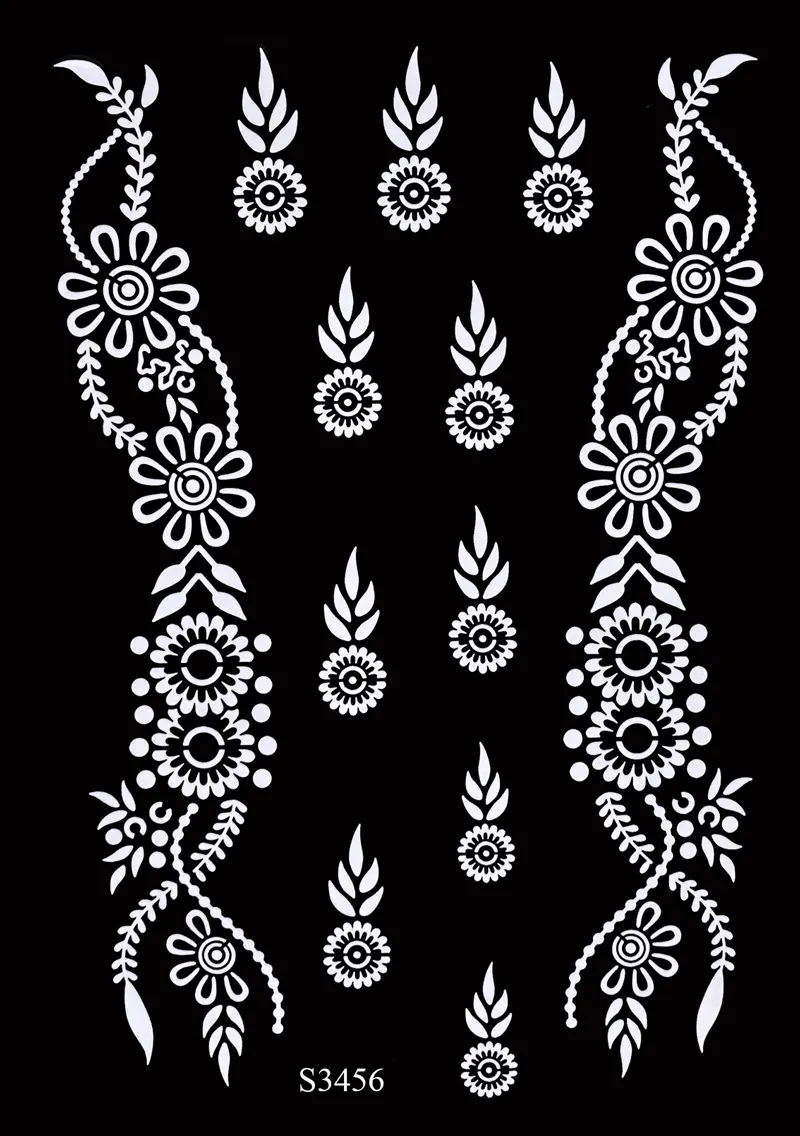 Sdrawing Tattoo Stencils Reusable Painting Stencil for Hand Body Art Flower Temporary Tattoo Template Sleeve Wedding Bride Beauty