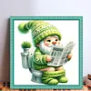 (Small Size)Gnome Goes To Toilet - 18CT Stamped Cross Stitch - 25*25cm