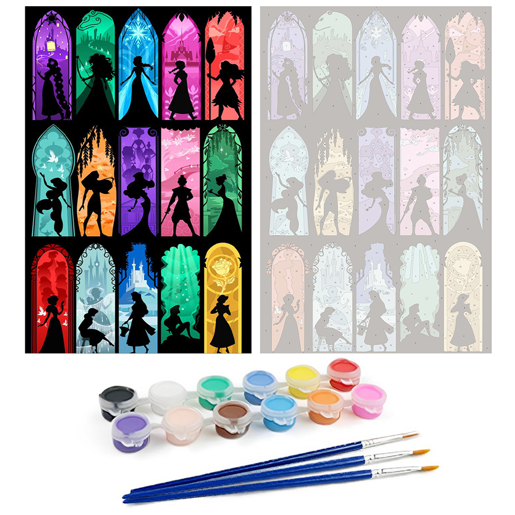 Disney Princess Silhouette-Paint by Numbers-16"x24"/40*60cm