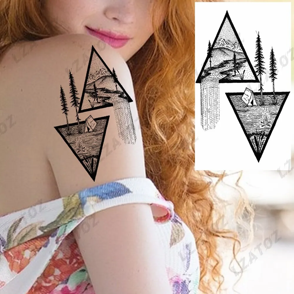 Sdrawing Rose Flower Temporary Tattoos For Woman Adults Realistic Compass Cross Fake Tatoos Sexy Waterproof Hand Tattoo Sticker
