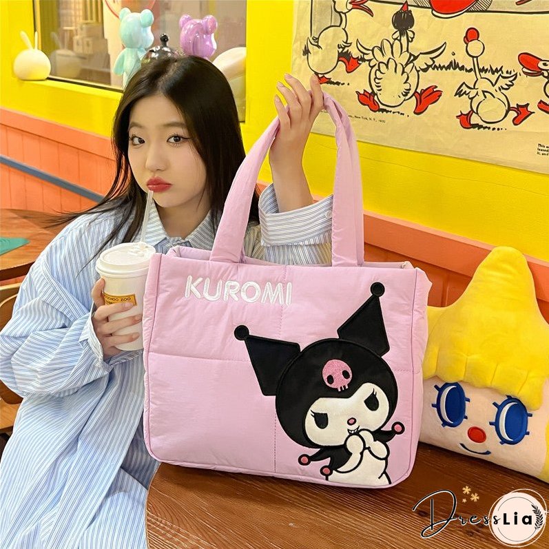 New Cartoon Cute down Cloth Handbag Pacha Dog Shoulder Bag Melody Clow M Tote Bag