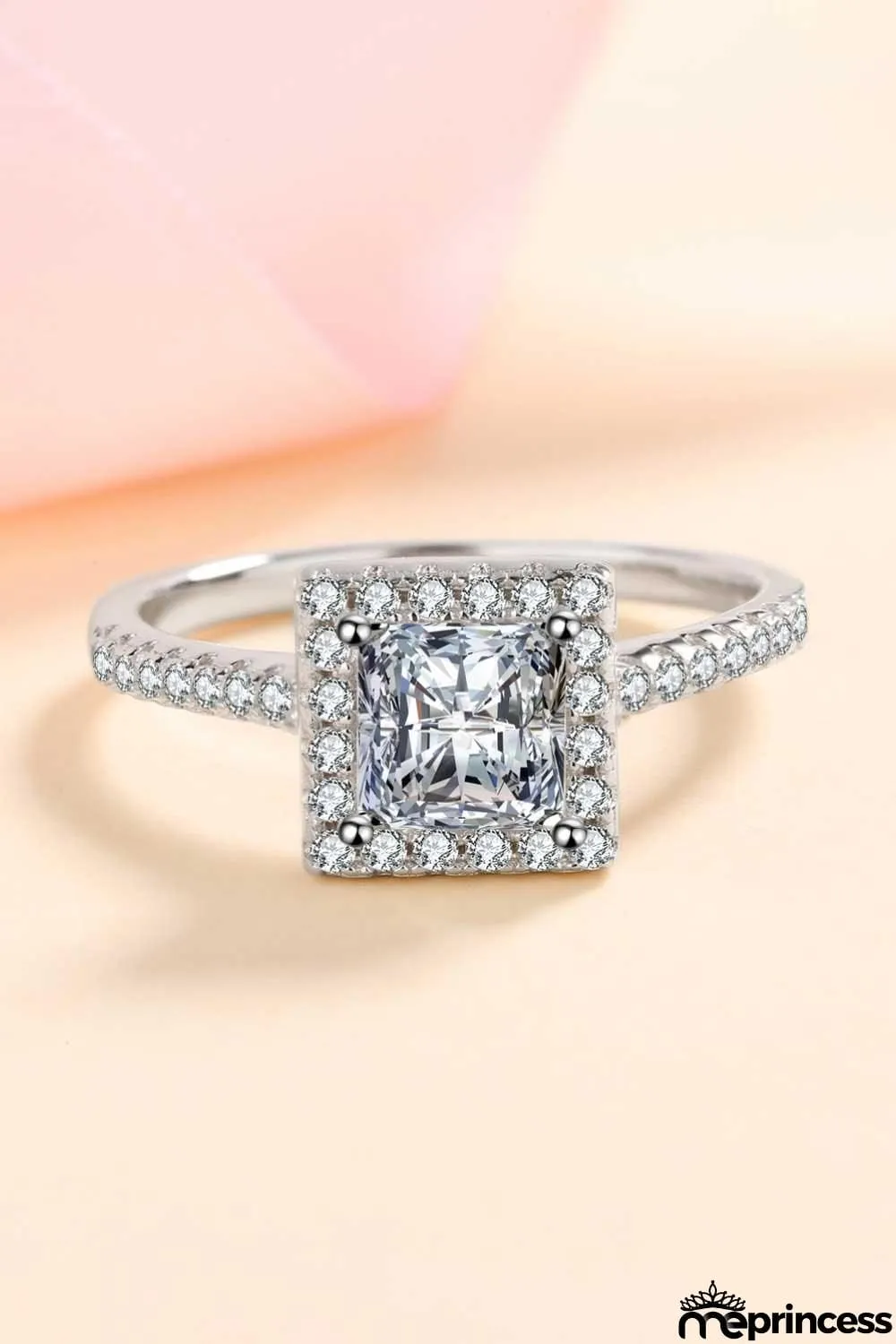 Sterling Silver Square Moissanite Ring