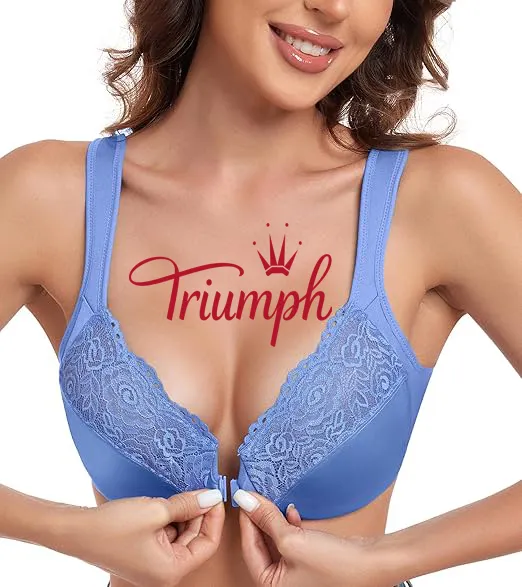 Triumph - 3 pe&ccedil;as 🔥Soutien de senhora sem copa e com bot&otilde;es &agrave; frente, tamanhos grandes
