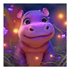 Hippo-Full Round Diamond Painting