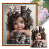 Little Girl And Cat-11CT Stamped Cross Stitch 40*50cm/15.75*19.69in