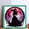 Witch And Cat Silhouette-11CT Stamped Cross Stitch 45*45cm/17.72*17.72in