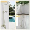 [US Local Warehouse] Antique Gold Shower Head Set with Knobs Mixer Tap Vintage Rainfall Showers Faucet Wear Resist for Home Bathroom Hotel SPA