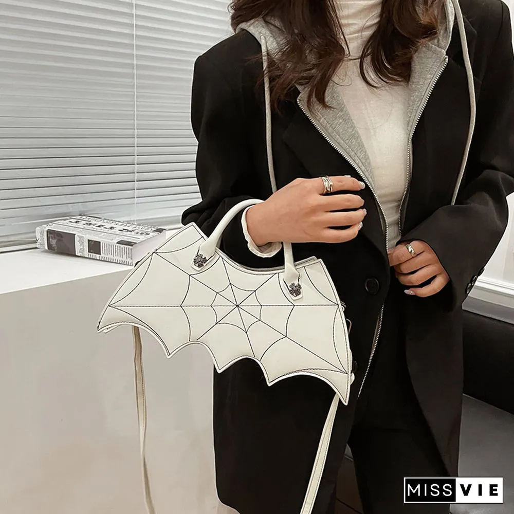 Spider Web Print Bat Irregular Crossbody Bag