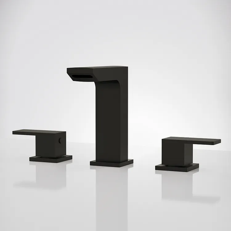 EVERSTEIN Widespread Waterfall Bathroom Faucet 5.98 '' Spout Height in Matte Black