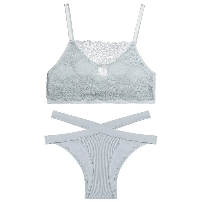 FINETOO Lace Bra Set Women Underwear Lingerie Bralette Tank Top + Pantys Female Brassiere Suit Intimates Push Up Sexy Crop Top