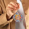 6PCS Diamond Painting Double Sided  Skull Glass Pumpkin Halloween Keychains Kit