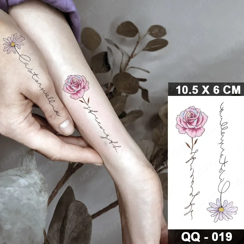 Waterproof Temporary Tattoo Sticker Small Lines Flowers Flash Tatoo Geometry Hand Arm Wrist Fake Tatto For Body Art Women Child