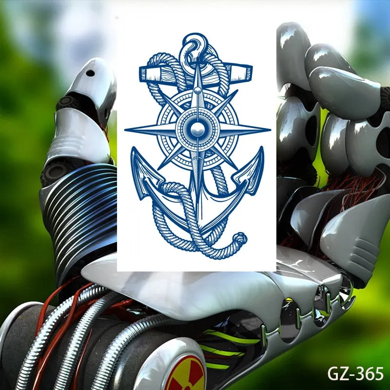 Temporary Waterproof Tattoos Stickers Navigator Compass Totem Flower Juice Ink Men Women Girl Chest Arm Fake Tatoo Drop Shipping