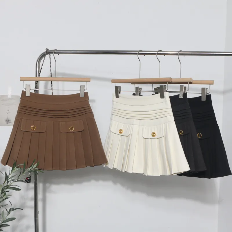 Brownm The Real Shot Of The Hairy Skirt Women's Autumn And Winter High-Waist A Word Small Incense Style Skirt Small Skirt 8262