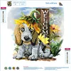 Dog with Sunflower-Partial Round Diamond Painting