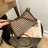Fashion Plaid Pattern Crossbody Purse Women Woolen Shoulder Bag (Coffee)