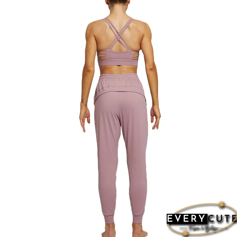 Light Purple Casual Skinny Pants With Pockets