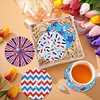 A Set (8Pcs) Wooden Red And Blue Pattern - 5D DIY Craft Coaster