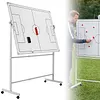 [US Local Warehouse] Mobile Double-Sided Soccer Coaching Board Height Adjustable Whiteboard with Wheels Dry Erase Board with Magnets Pen & Eraser for Coaches (Football)