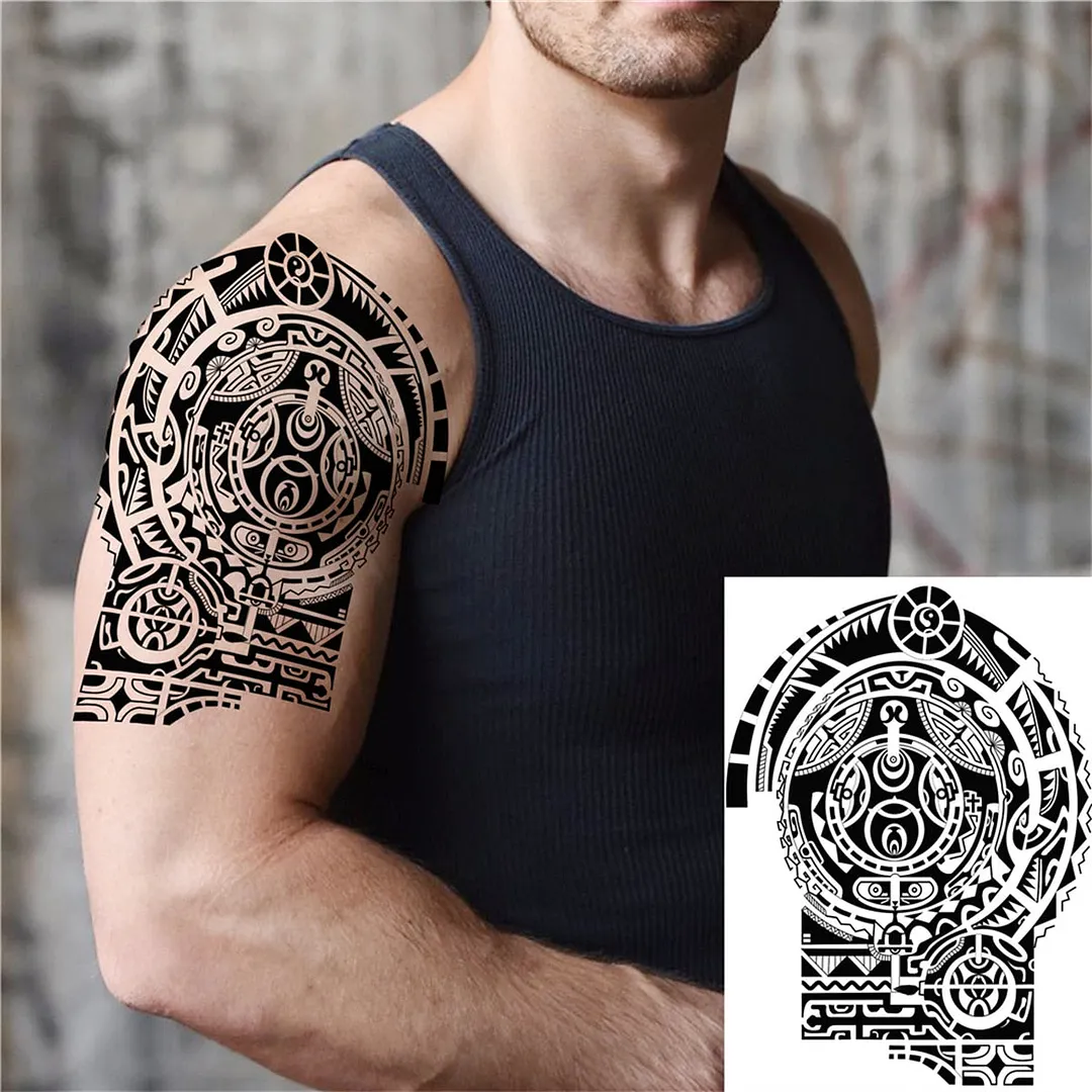 3D Lion Tiger Temporary Tattoos For Men Women Adult Black Wolf Tattoo Sticker Realistic Fake Bear Mountain Disposable Tatoo Body