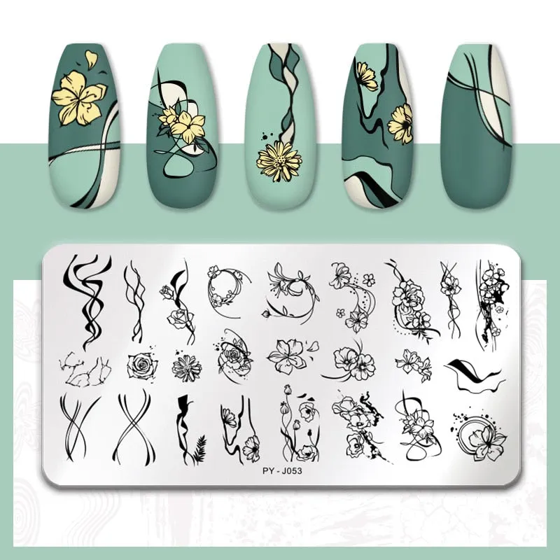 PICT YOU  Nail Stamping Plates Line Pictures Stencil Stainless Steel Nail Design for Printing Nail Art Image Plate Tool-Nail Inspo
