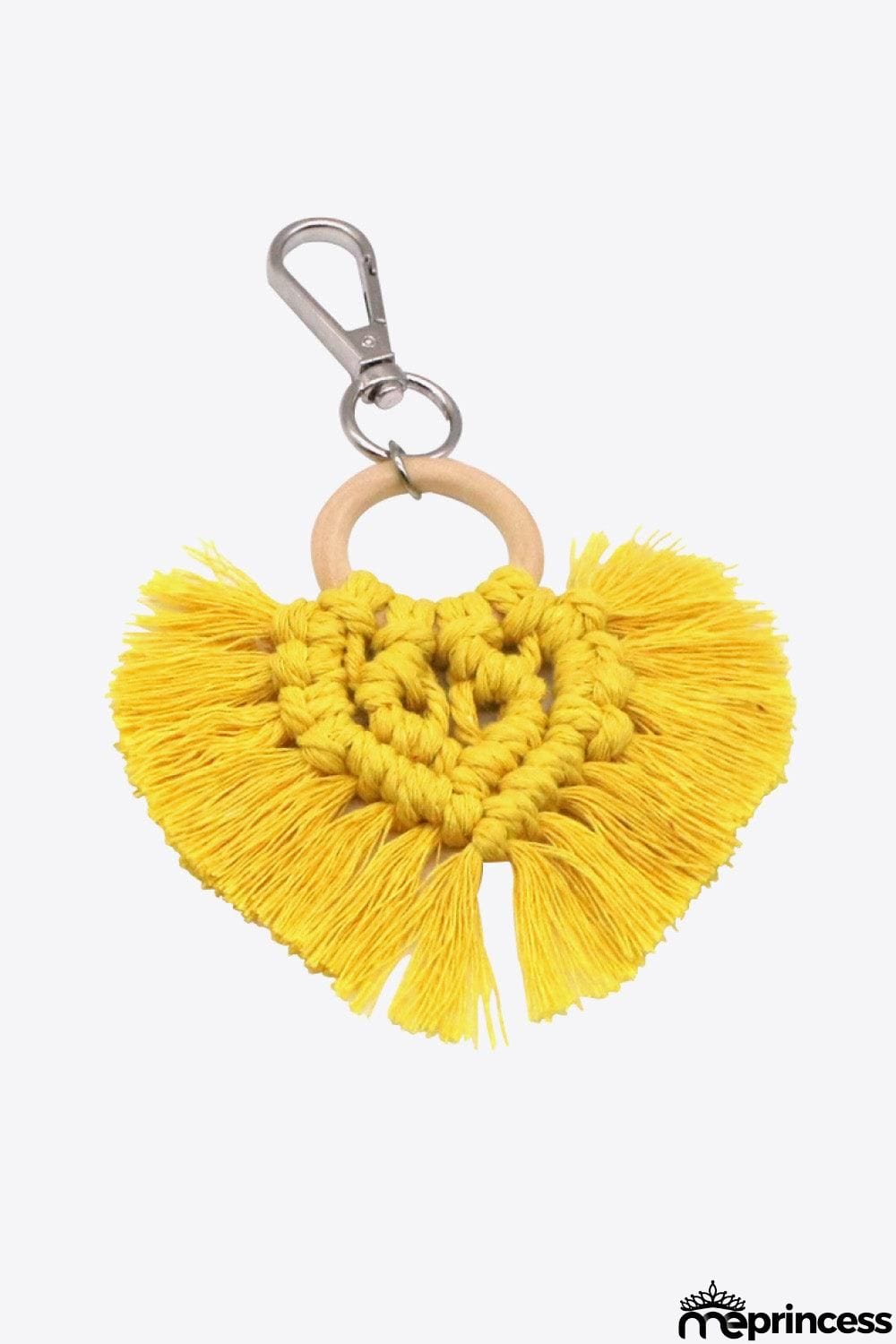 Assorted 4-Pack Heart-Shaped Macrame Fringe Keychain