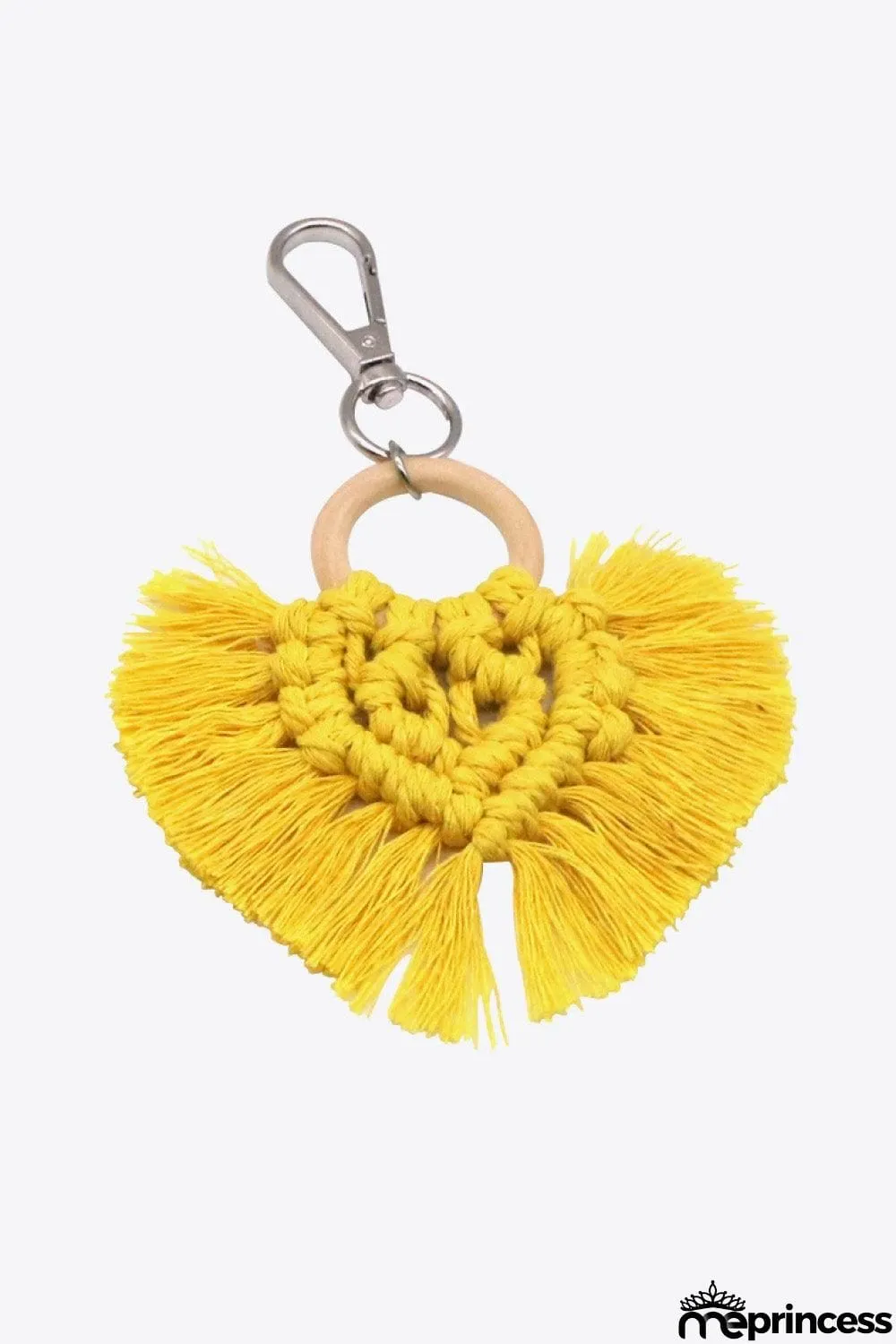 Assorted 4-Pack Heart-Shaped Macrame Fringe Keychain