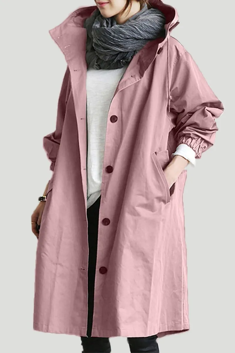 WATER RESISTANT OVERSIZED HOODED WINDBREAKER RAIN JACKET