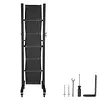 [US Local Warehouse] Retractable Outdoor Fence Expandable Barricade with Casters Free Standing Safety Barrier 0-180 Degree Rotating Folding Safety Gate Railing for Garage Home  (Dark Brown 61 in-11 Feet H-L)