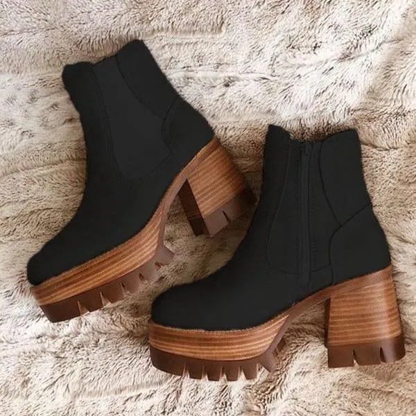 Fashion Faux Suede Zipper Boots