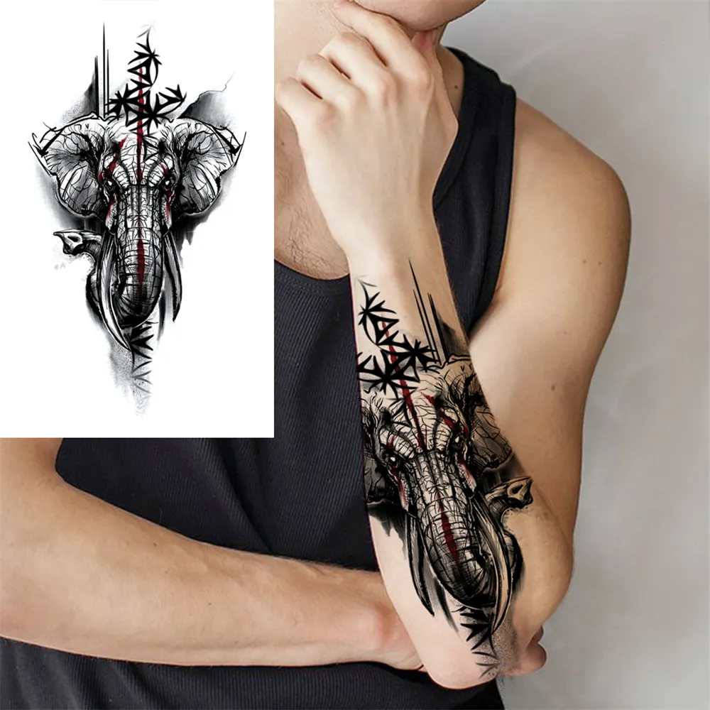 Sdrawing Clock Temporary Tattoo For Men Women Children Skeleton King Dragon Hourglass Black Tattoo Sticker Fake Snake Adults Tatoos