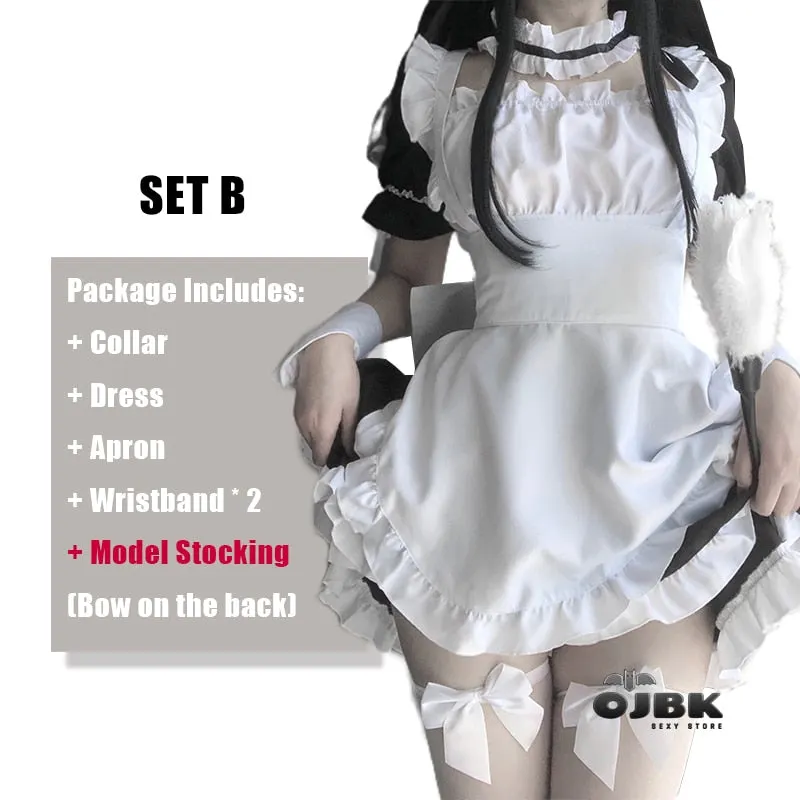 Amine Maid Cosplay Clothes Black Kawaii Lolita French Dress Girls Woman Waitress Party Stage Costumes Japanese Cafe Outfit 2021