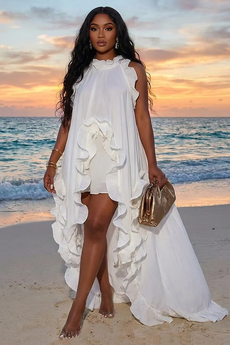 beach vacation maxi dress Sunset Glow Strapless Maxi Beach Dress – Flowy Summer Vacation Dress main image 1