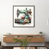 (Stamped/Counted) Retro Floral Sewing Machine - 14CT/18CT Cross Stitch 40*40cm/15.75*15.75in