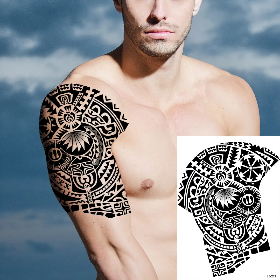 Sdrawing Large Anchor Back Octopus Pirate Skeleton Halloween Temporary Tattoos For Men Adult Compass Wings Fake Tattoo Stickers