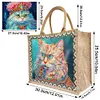Diamond Painting Cat Linen Tote Bag Replaceable Canvas for Women