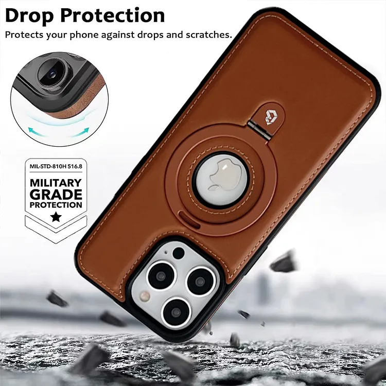 Suitable For Apple 14 And 15 Mobile Phone Cases, Business Leather Cases With Built-in Brackets