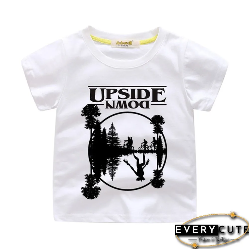 New Fashion Child Round Neck Printed Short-Sleeved Stranger Things Upside Down Graphic T-Shirt