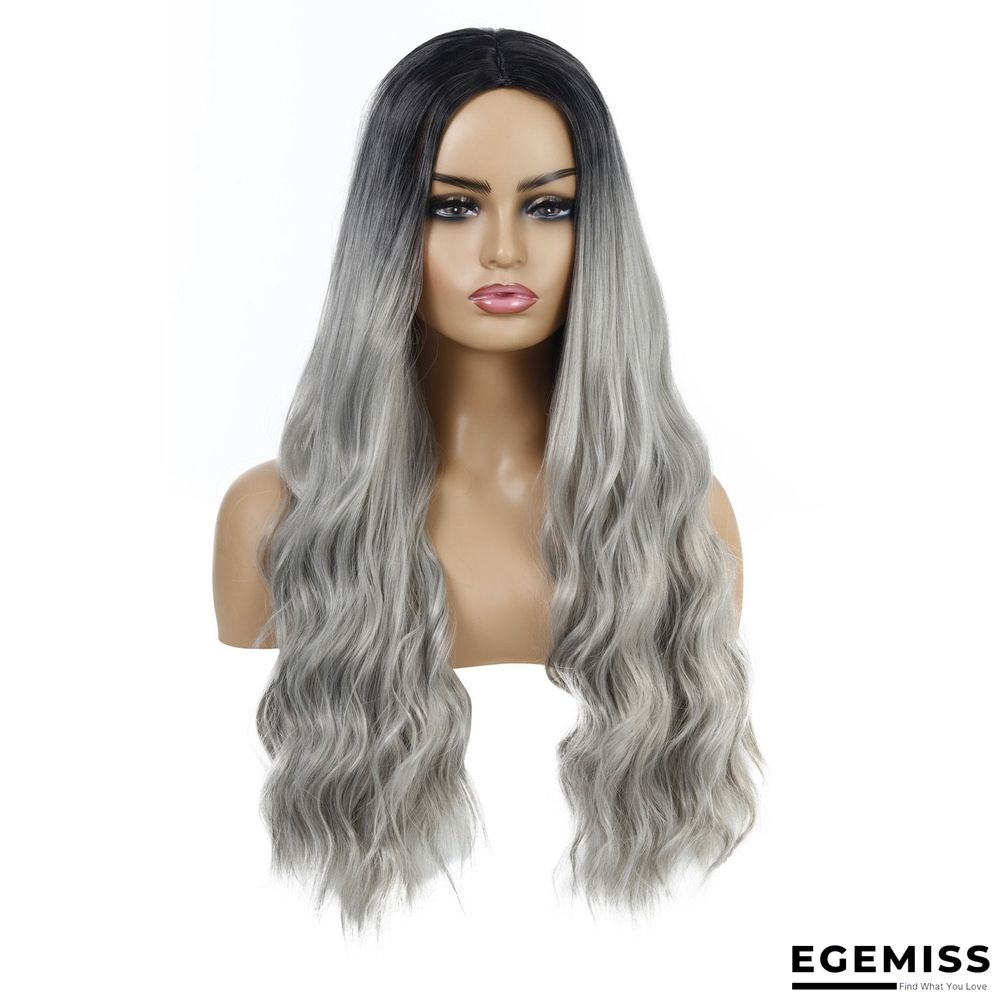 Wavy Curly Hair Ladies Wig Headgear Gradient Long Curly Hair | EGEMISS