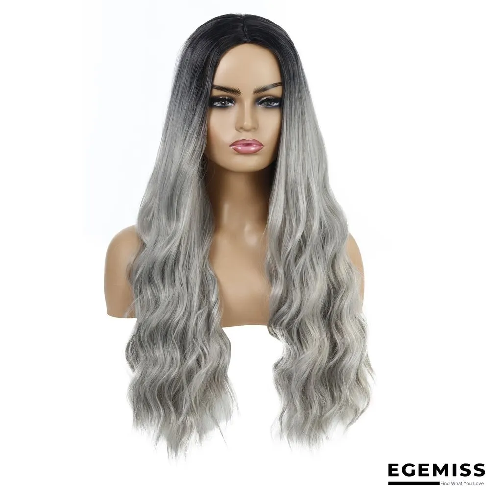 Wavy Curly Hair Ladies Wig Headgear Gradient Long Curly Hair | EGEMISS