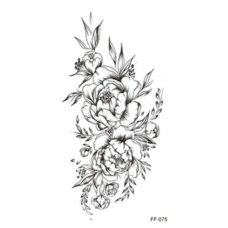1 Pcs Women Body Chest Art Temporary Tattoo Sticker Big Large Fake Tattoo Sticker Purple Rose Flower Girl Waist Bracelet Tattoos
