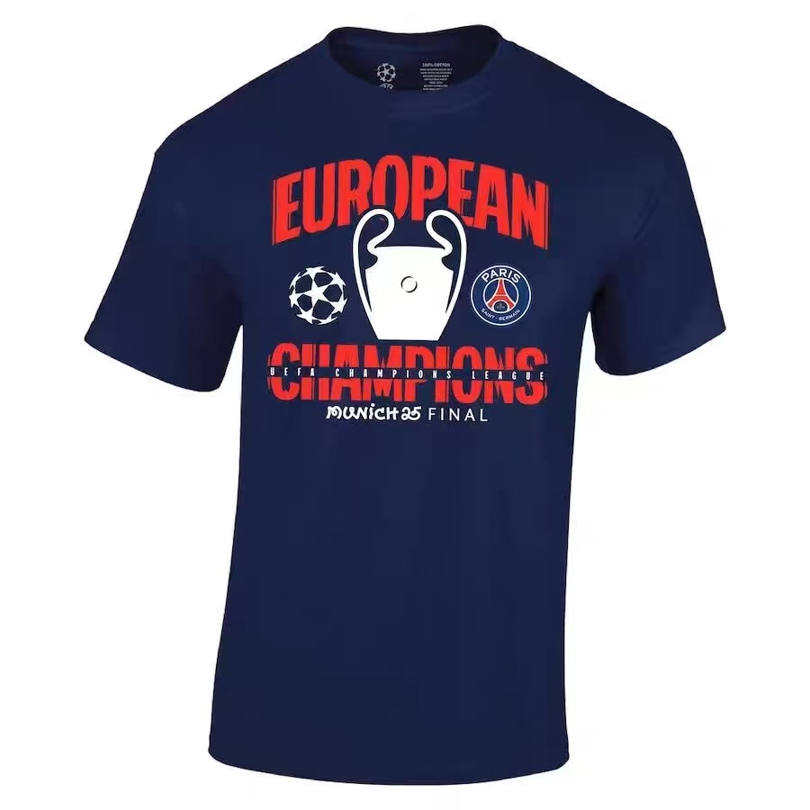 PSG Paris SG UCL Champions 2025 European Champions Graphic T-Shirt - Navy Maxi Kit