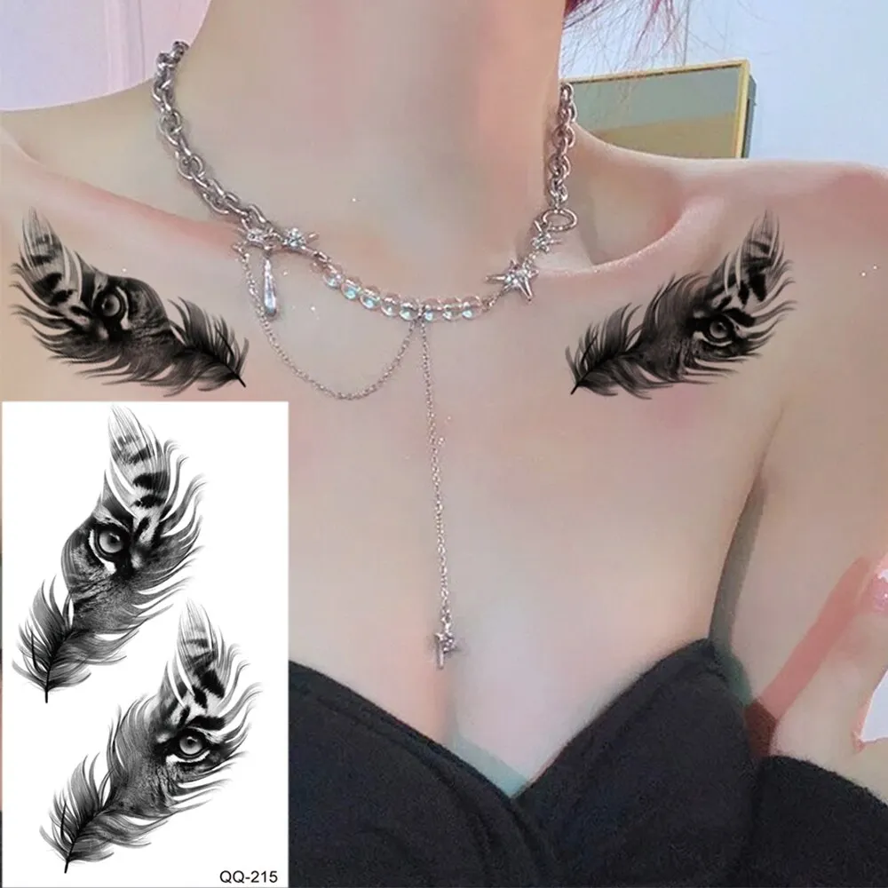 Sdrawing Temporary Tattoo Stickers Butterfly Snake Rose Flower Gun Dark Flash Small Women Body Art Wrist Neck Fake Tattoos Men